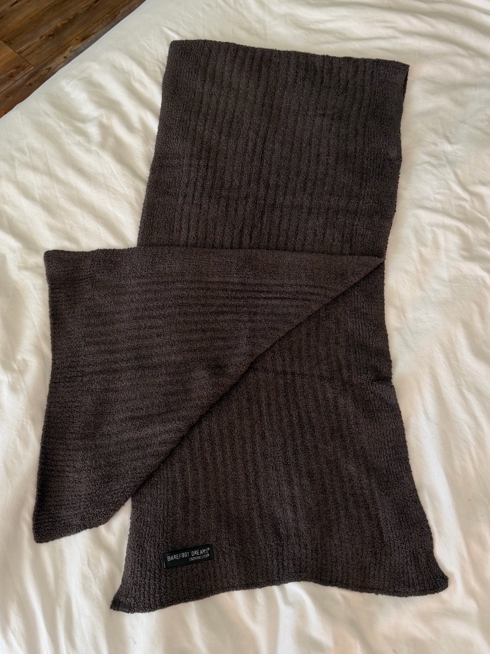 Barefoot Dreams Gray Ribbed Cozychic Lite Scarf